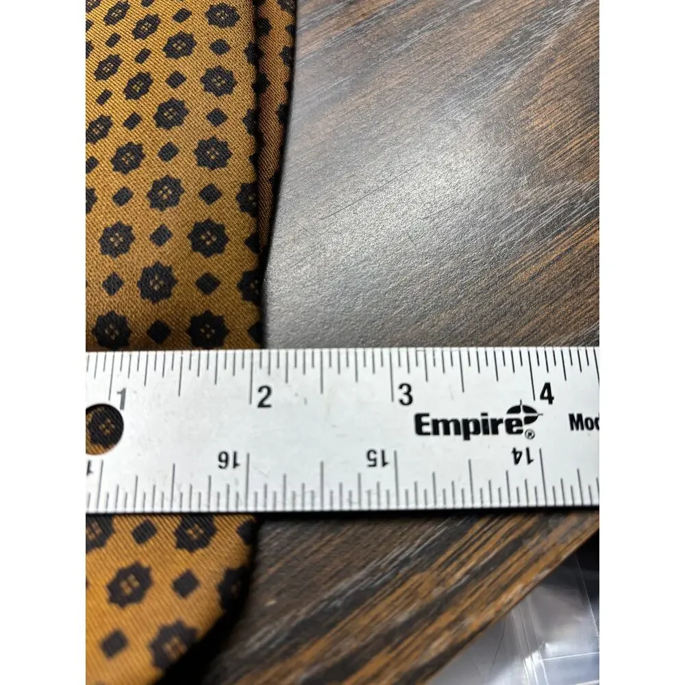 Vintage Tie-Nel Superba Neck Tie Brown/Black Geometric Floral Skinny Triacetate